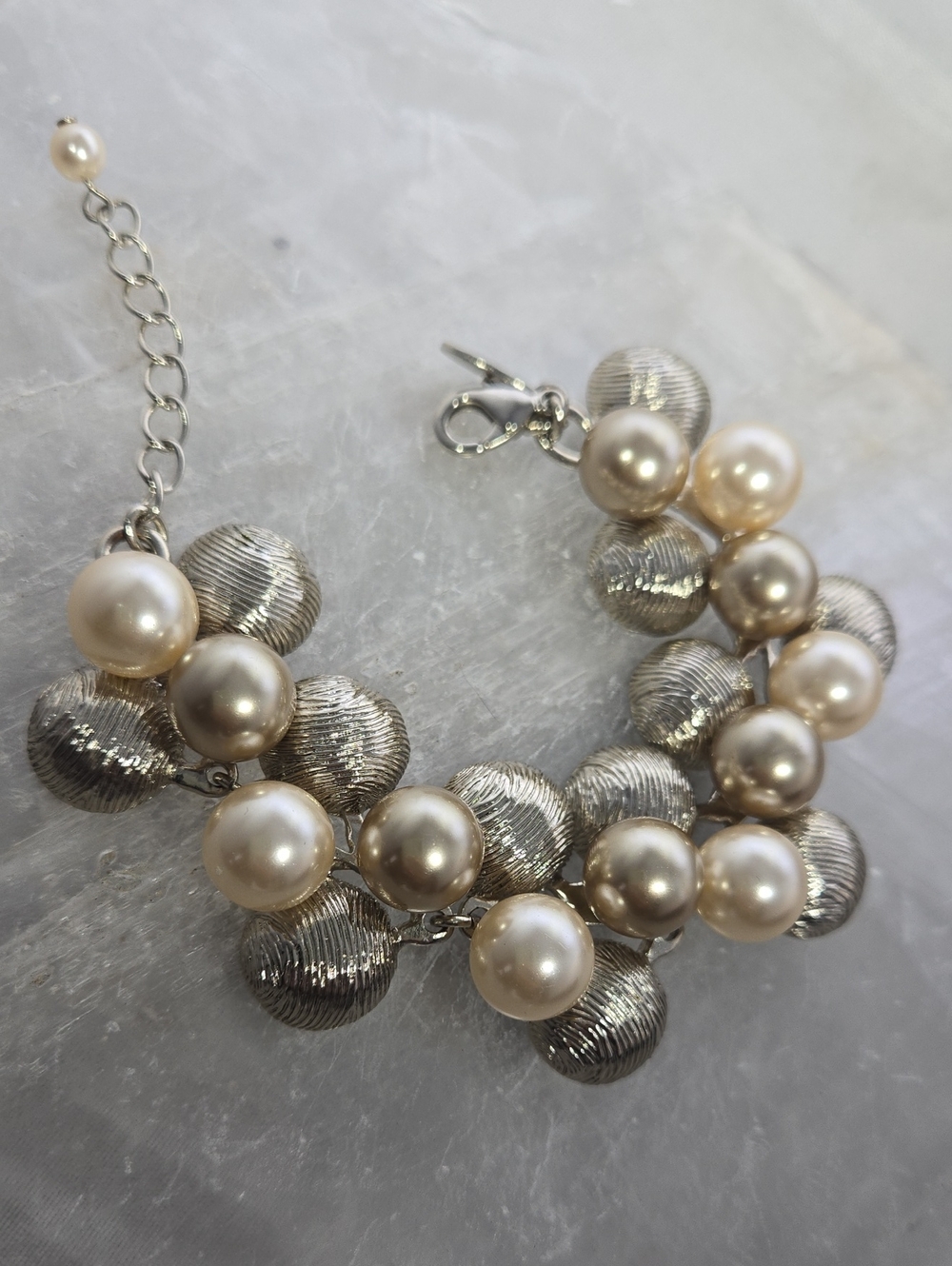 Coast London Chunky Faux Pearl Cluster Toggle Bracelet - Picture 9 of 11
